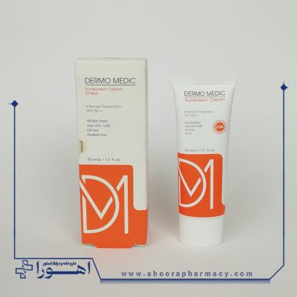 کرم ضد آفتاب درمومدیک SPF50 مناسب انواع پوست رنگ طبیعی
