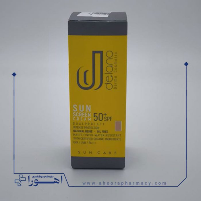 کرم ضد آفتاب SPF50 دلانو مناسب پوست چرب - بژ طبیعی